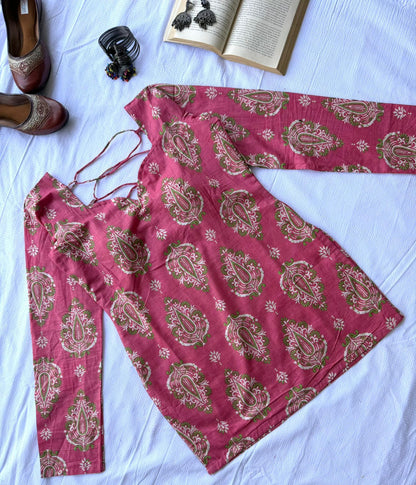 Rosé Long Sleeve Backless Kurti 🌸