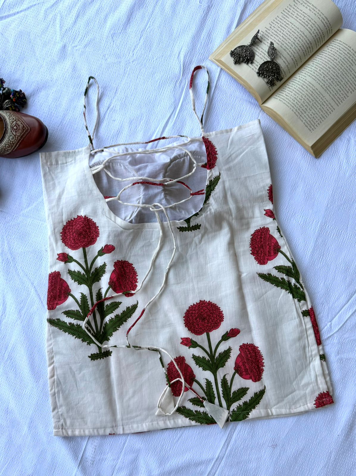 Ivory Pink Blossom Backless Kurti 🌷