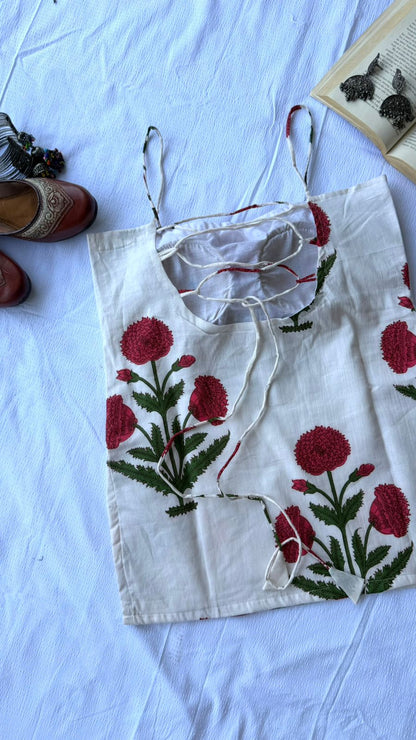Ivory Pink Blossom Backless Kurti 🌷