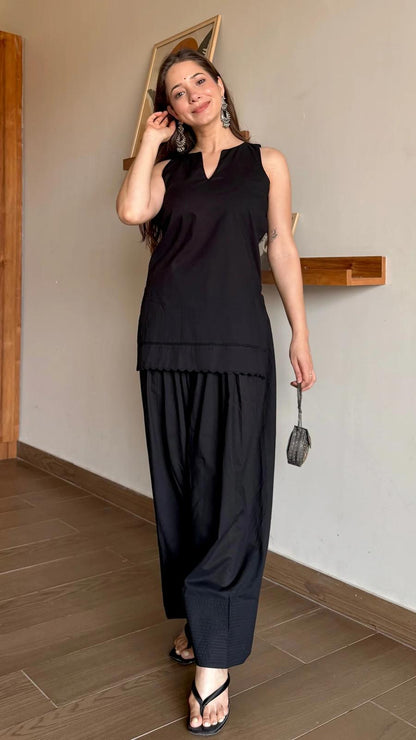 Black Kaajal Farshi Set (2-Piece)