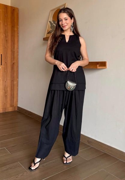 Black Kaajal Farshi Set (2-Piece)