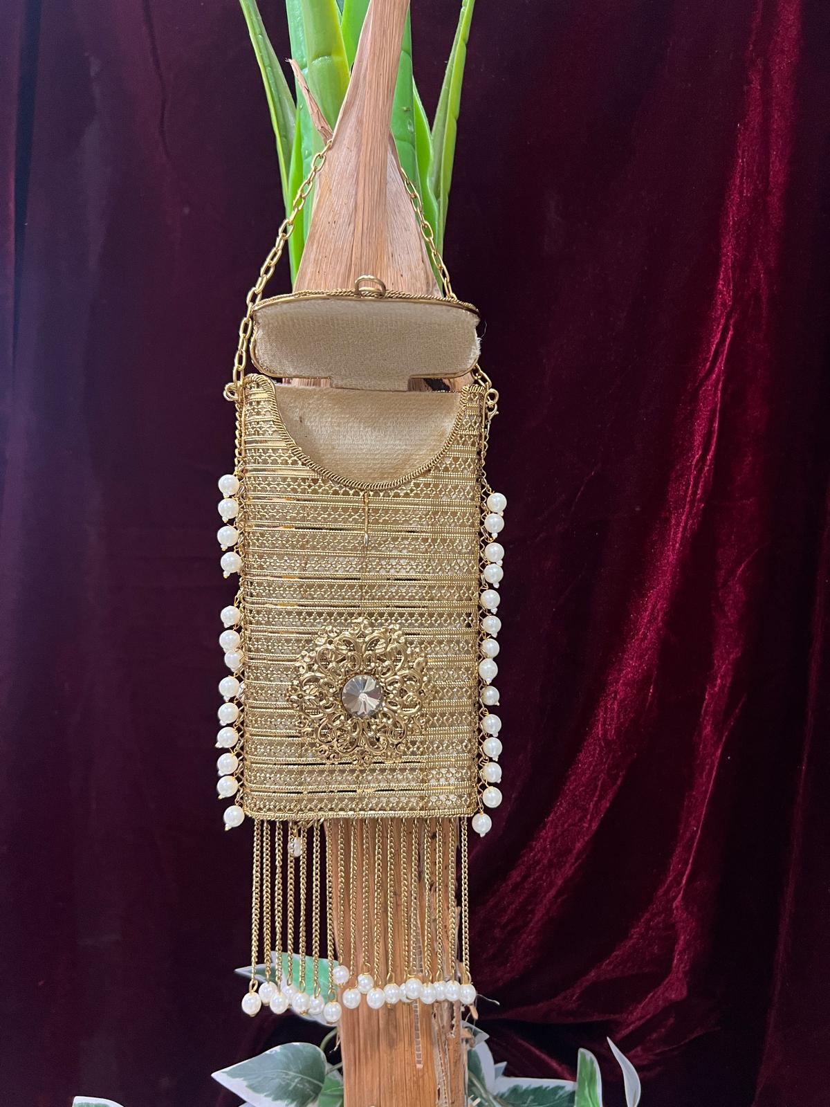 Jhumar Gold Metal Purse