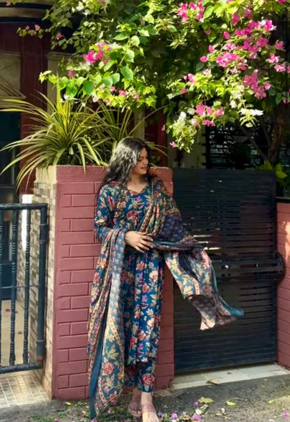 Floral Printed Anarkali Suit Set
