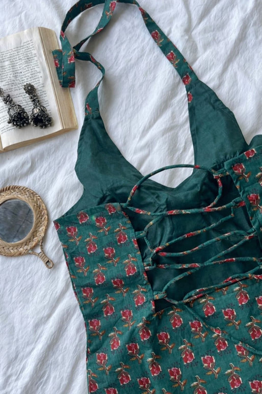 Emerald Rosette Backless Kurti