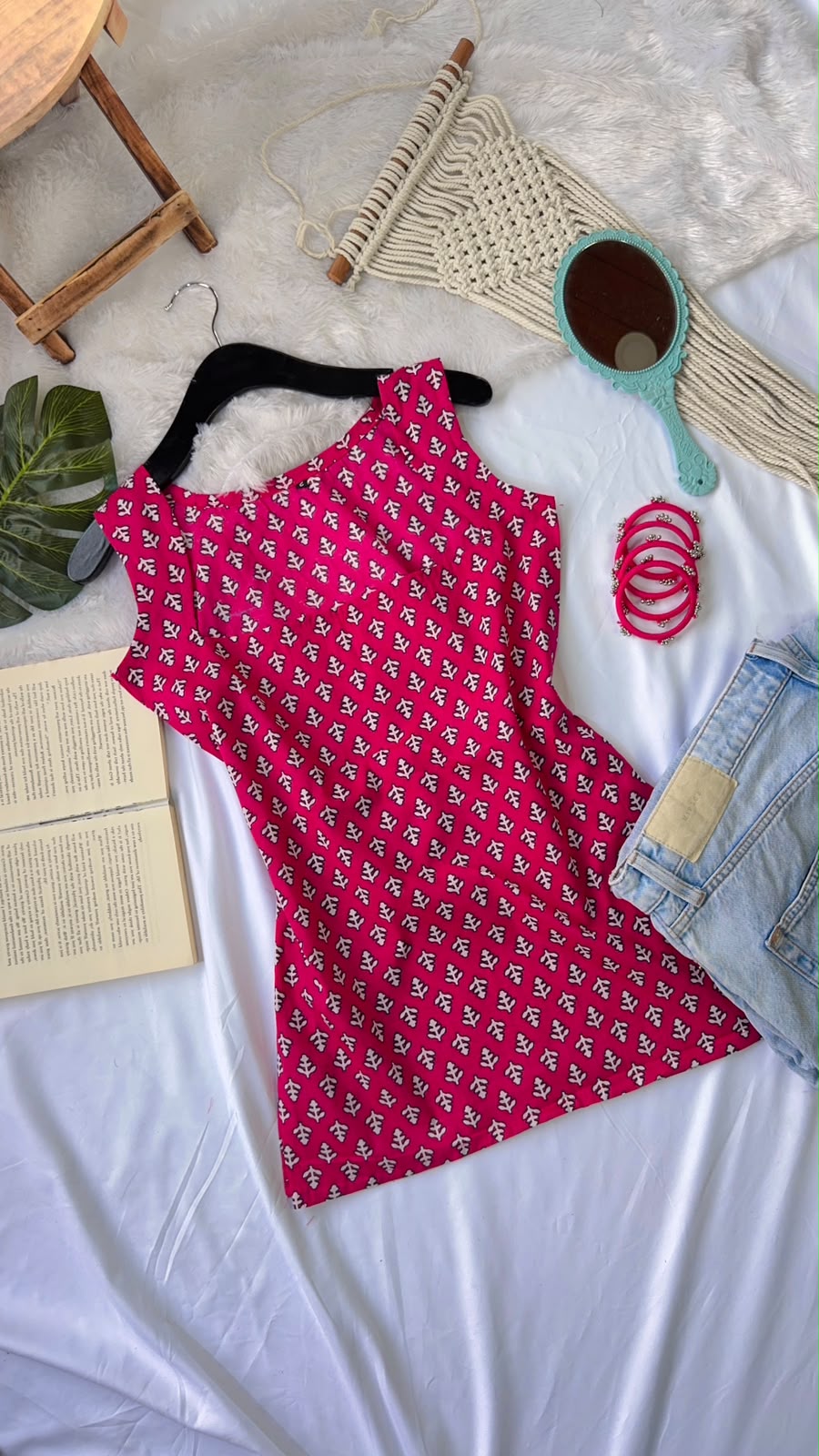 Meher Pink Block Print Kurti Top