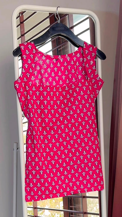 Meher Pink Block Print Kurti Top
