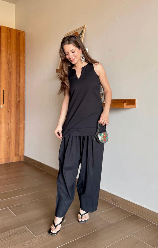 Black Kaajal Farshi Set (2-Piece)