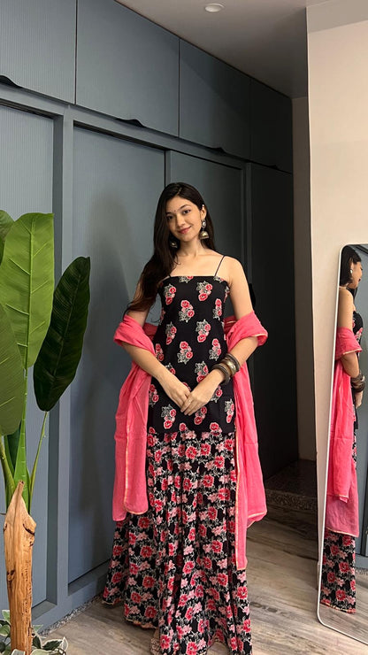 Gulabi Kaajal Noodle Strap Backless Sharara Set