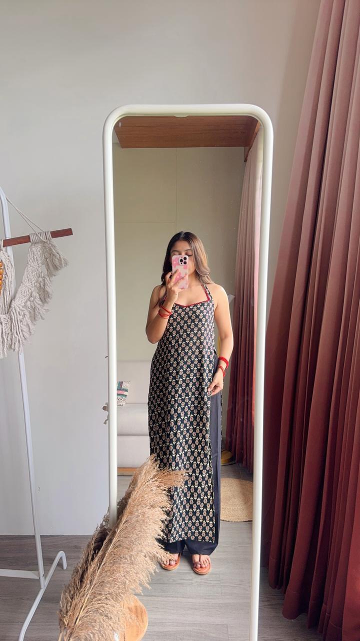Ayla Black Halter Long Kurti