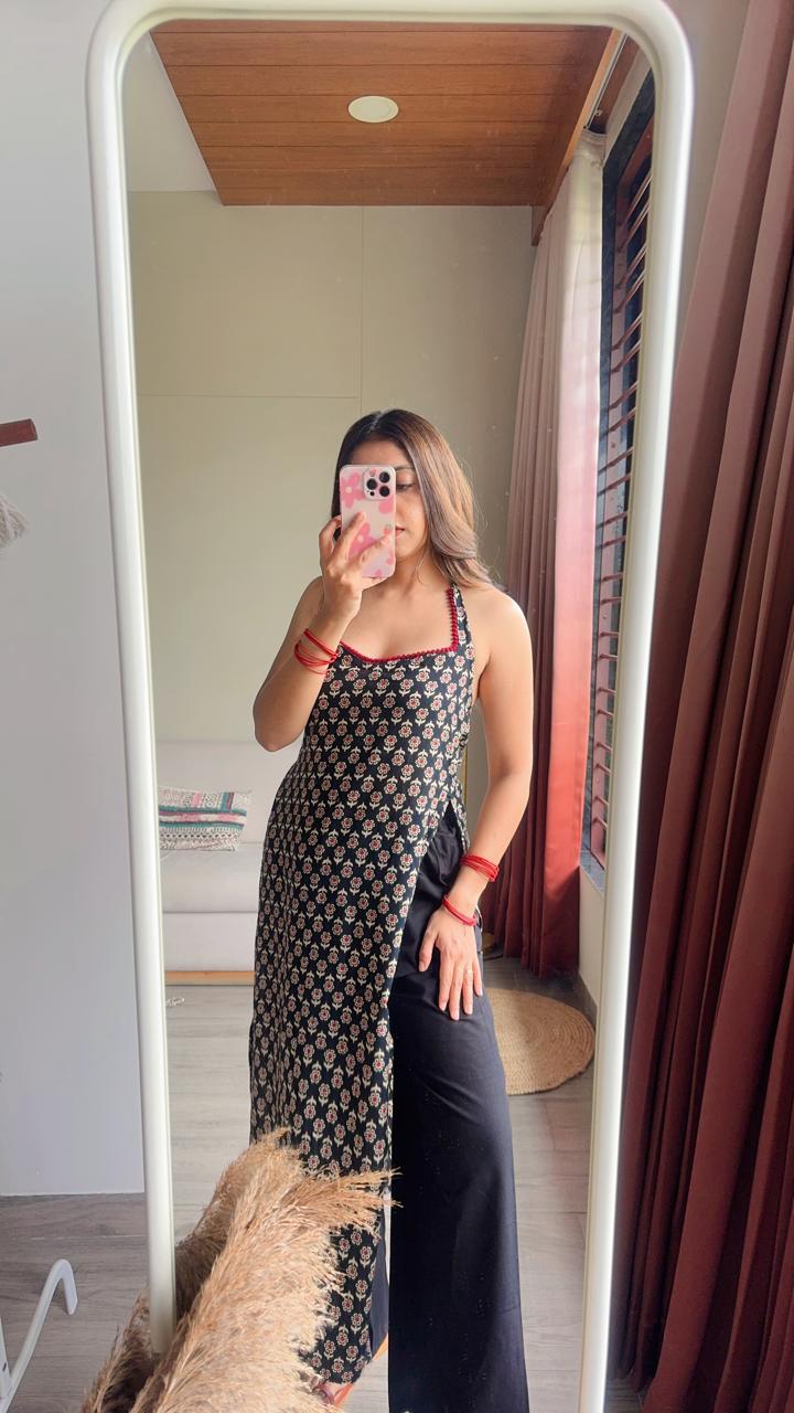Ayla Black Halter Long Kurti