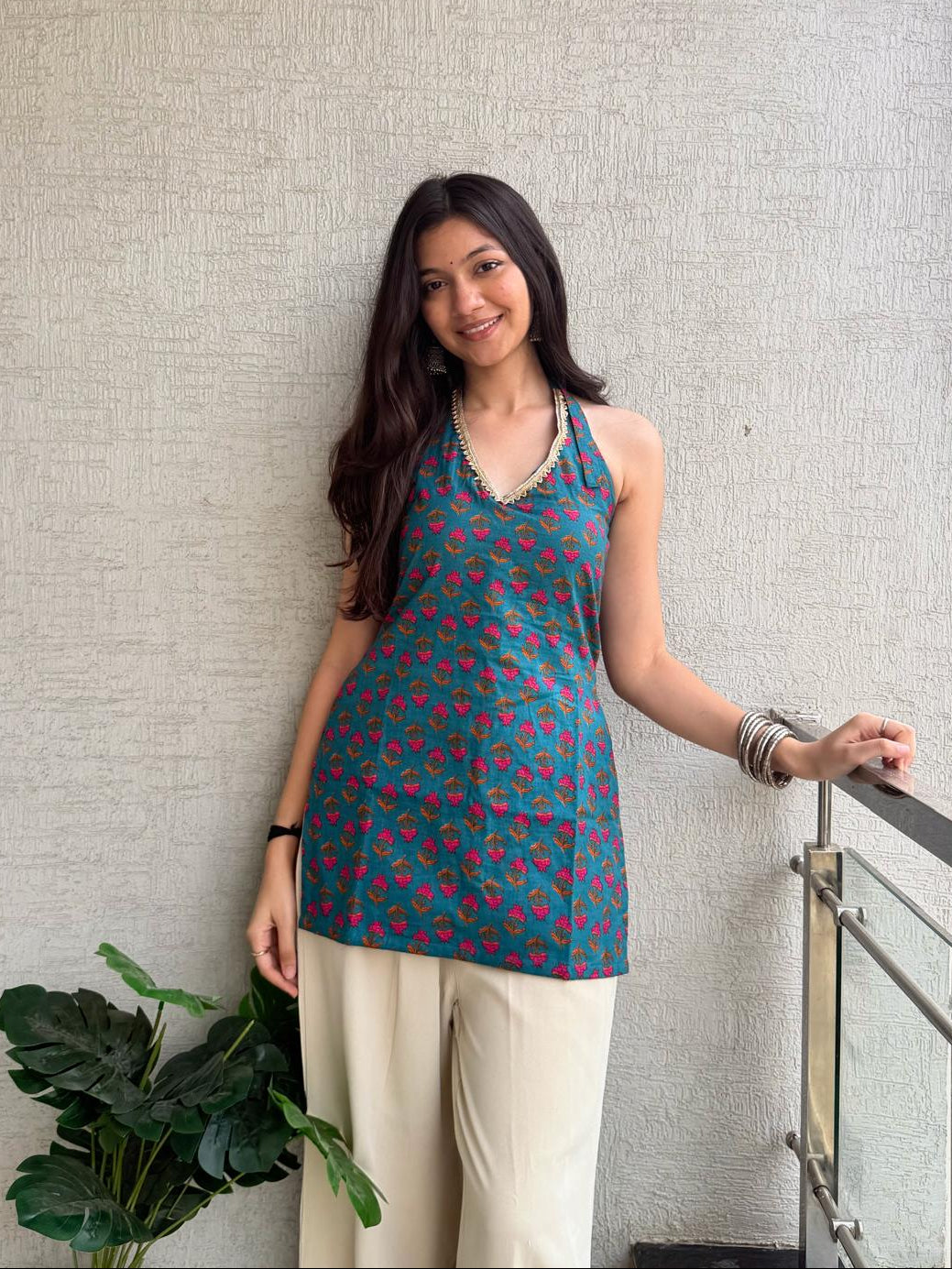 Peacock Masti Halter Kurti