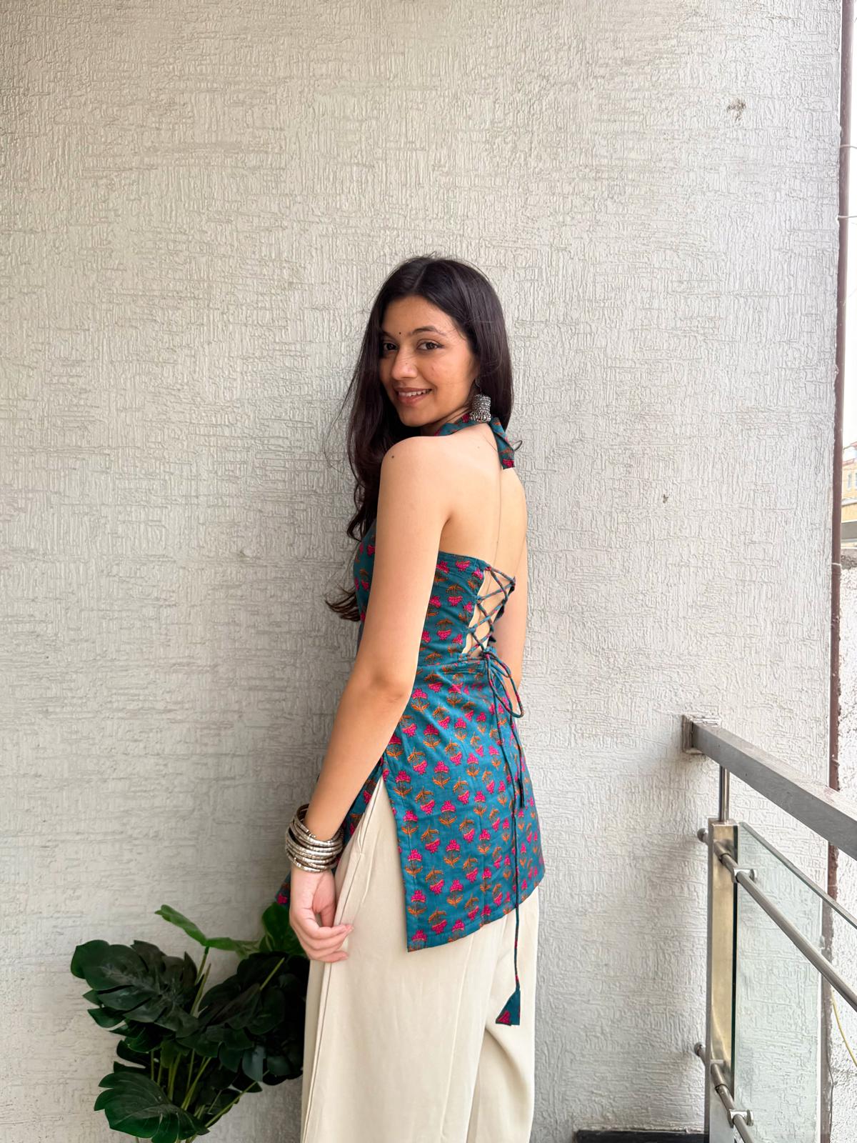 Peacock Masti Halter Kurti