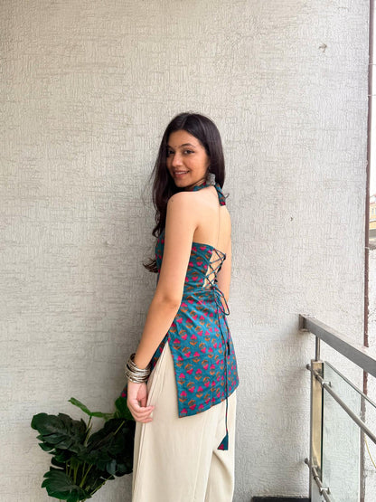Peacock Masti Halter Kurti