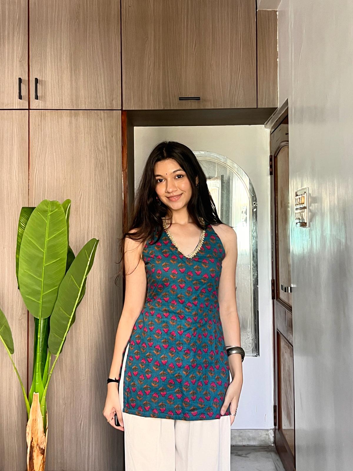 Peacock Masti Halter Kurti