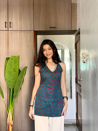Peacock Masti Halter Kurti