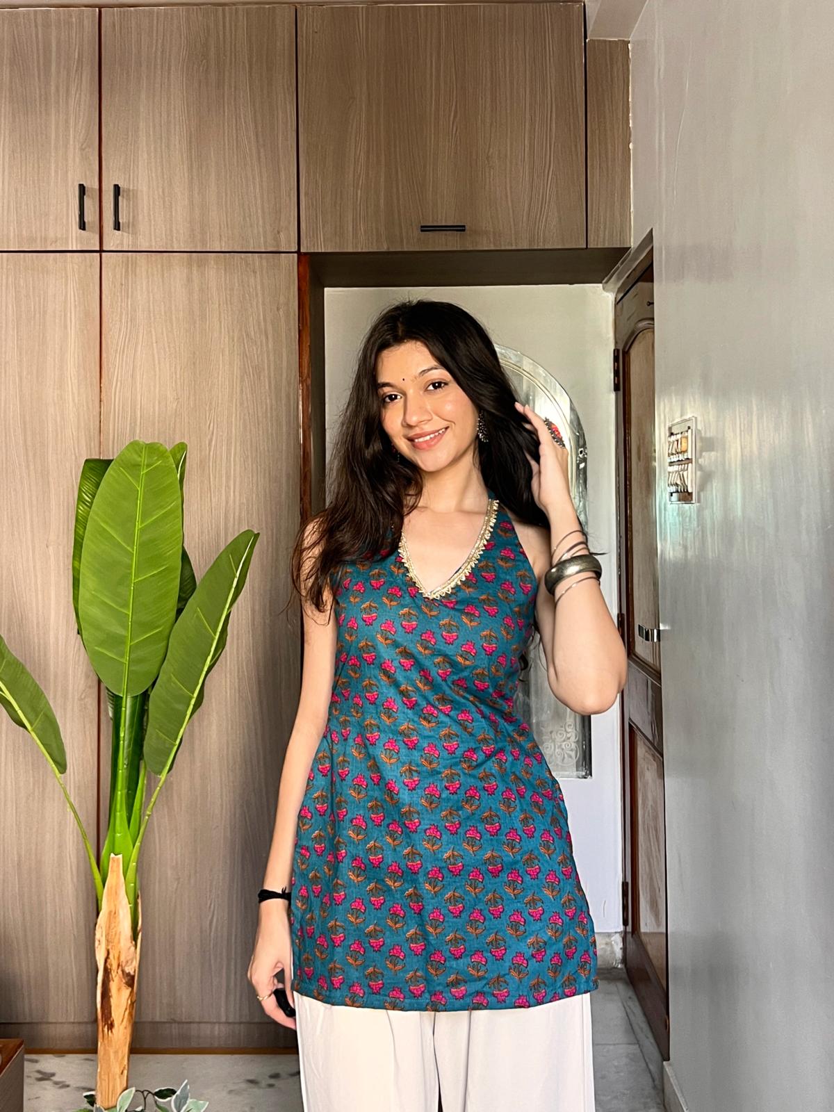 Peacock Masti Halter Kurti