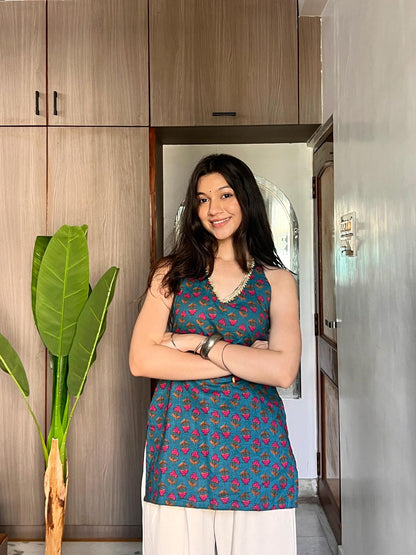 Peacock Masti Halter Kurti