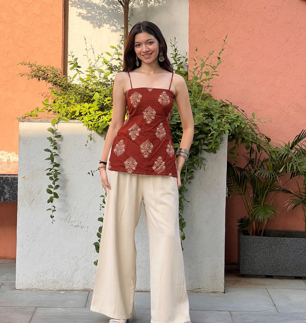 Cinnamon Glow Backless Kurti 🤎